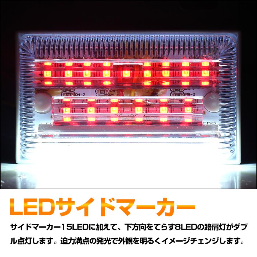 4個』『5色 アンバー/青/緑/赤/白』LED サイドマーカー 側面15LED+