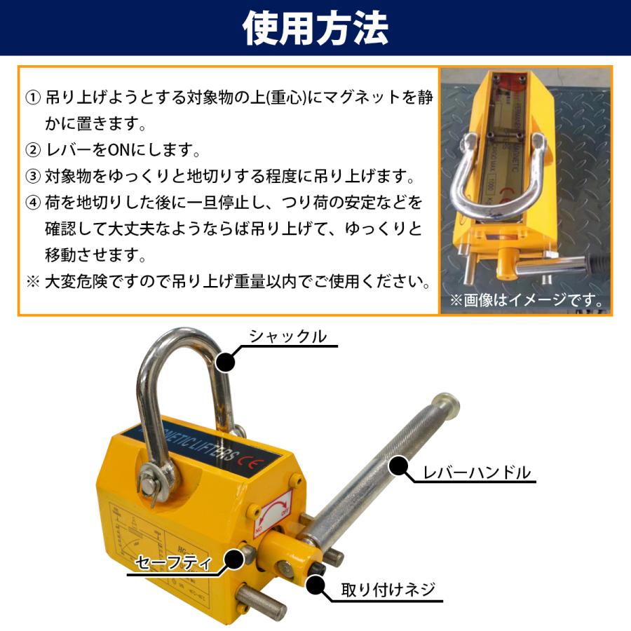 100KG』永久磁石 リフティングマグネット リフマグ ON/OFF レバー式
