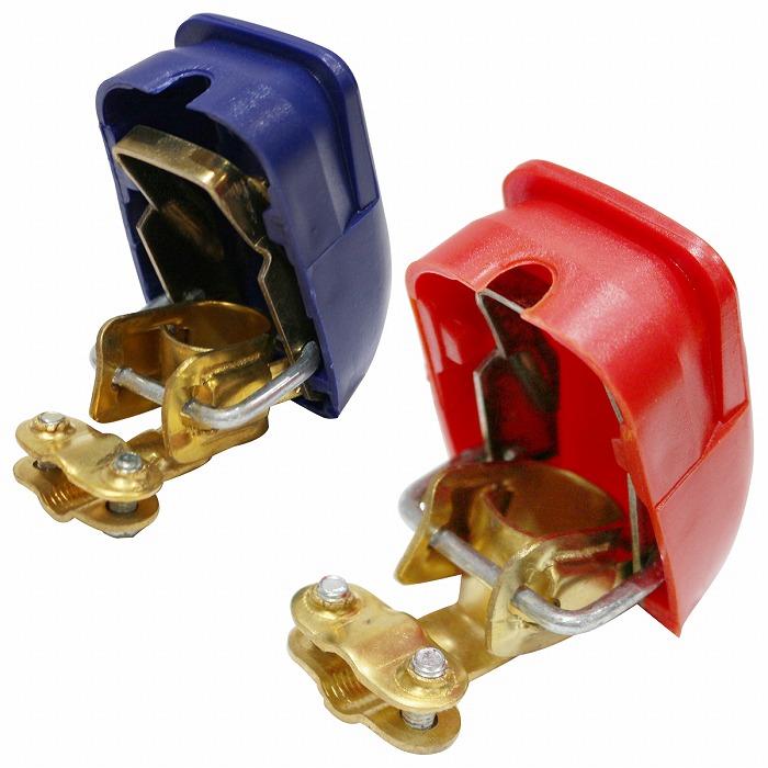 ワンタッチ式 エレキバッテリー ターミナル 2個セット D端子 Dタイプ D型 端子 脱着簡単 ワニ口クリップ 取外し 車 船 取付 | 