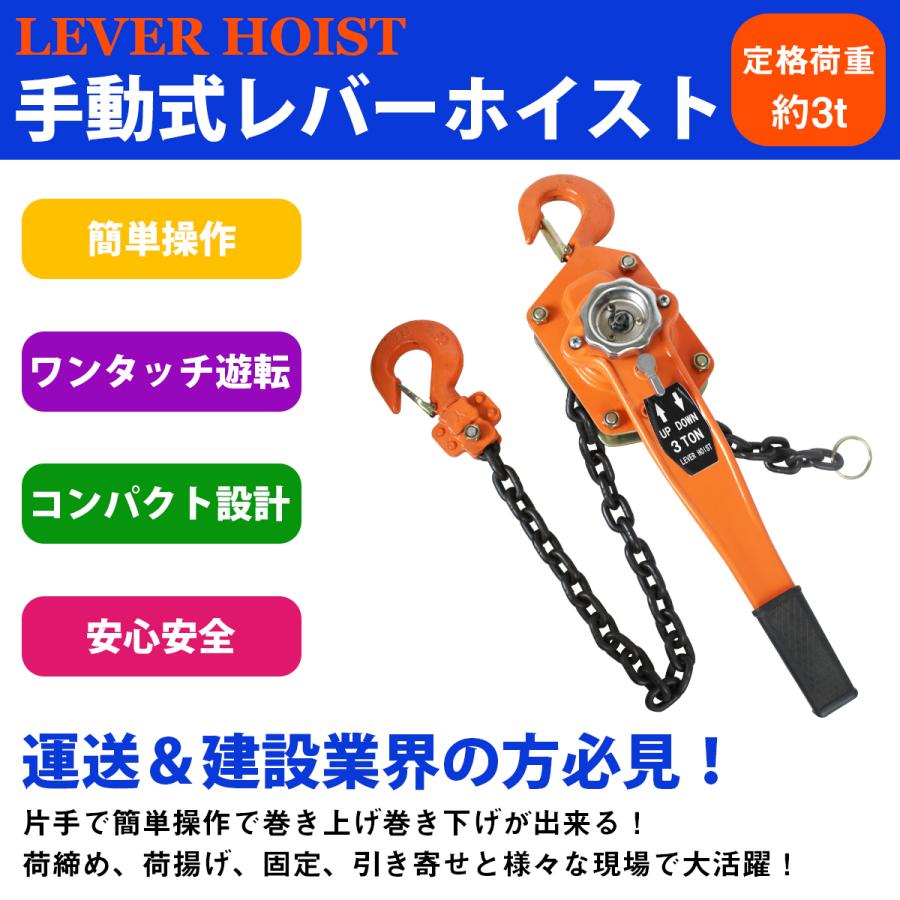 3.0t レバーホイスト 荷締機 レバー式 チェーン ブロック ガチャ ガッチャ レバー チェン ブロック 3000KG 3t ホイスト |  | 01