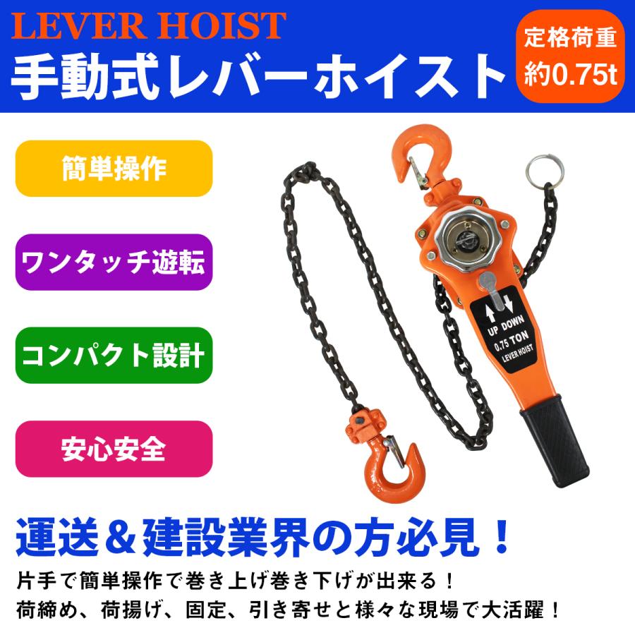 0.75t レバーホイスト 荷締機 レバー式 チェーン ブロック 0.75t レバーホイスト 荷締機 レバー式 チェーン ブロック