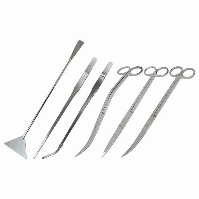 6点セット 水草トリミングキット 27cm ピンセット 2種類 Amp 25cm ハサミ 3種類 Amp