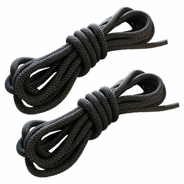 16打 12mm 10ｍ 2本セット 計20m 係留ロープ フェンダーロープ ダブルブレイド 黒/ブラック マリン ロープ 船 係船  12ミリ | 