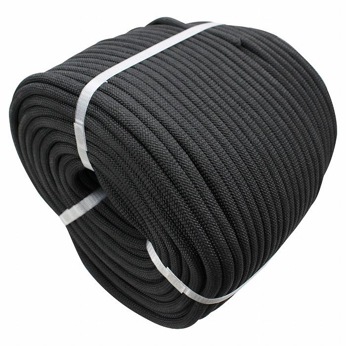 24打 10mm 100ｍ 係留ロープ フェンダーロープ ダブルブレイド 黒/ブラック マリン ロープ 船 係船 ロール 10ミリ アイ加工無 | 