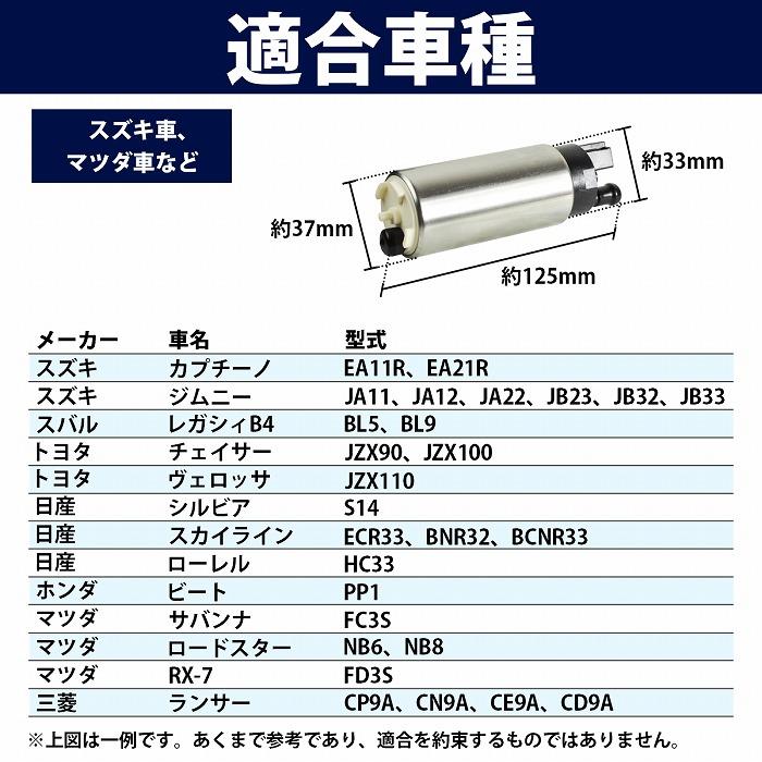 マツダ ロードスター NA6 NA8 NB6 NB8 255LPH 燃料ポンプ 大容量 防音