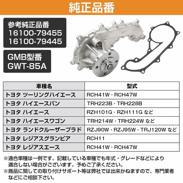 ウォーターポンプ ガスケット付き トヨタ TRN210W/TRN215W