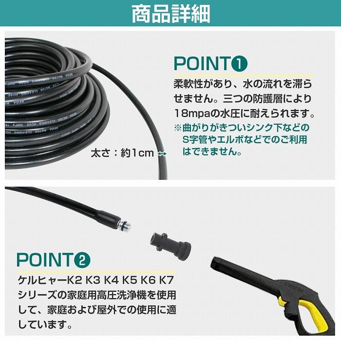 10m』 ケルヒャー Kシリーズ 対応 高圧洗浄機 パイプ クリーニング
