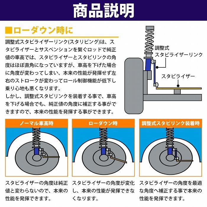 左右セット】調整式 スタビライザーリンク 汎用タイプ M12 260mm