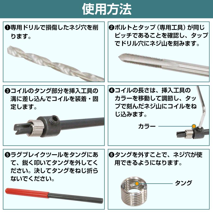 M6×P1.0/M8×P1.25/M10×P1.5』リコイルキットセット ネジ山 修正 ドリル