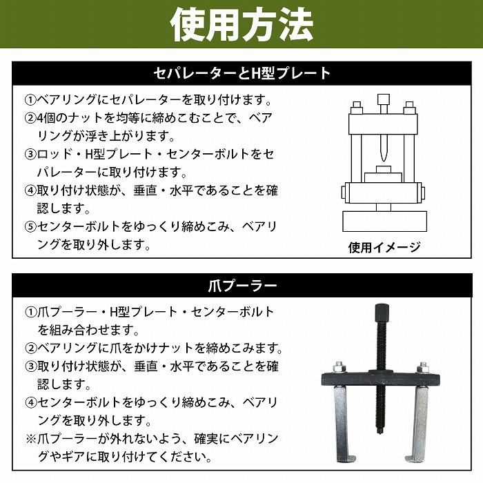 ベアリング セパレーター プーラー セット 大小サイズ 30mm-75mm ベアリング セパレーター プーラー セット 大小サイズ 30mm-75mm