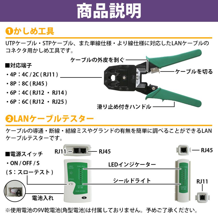 RJ-45 延長コネクタ付】LAN ケーブル 自作 工具 セット コネクター