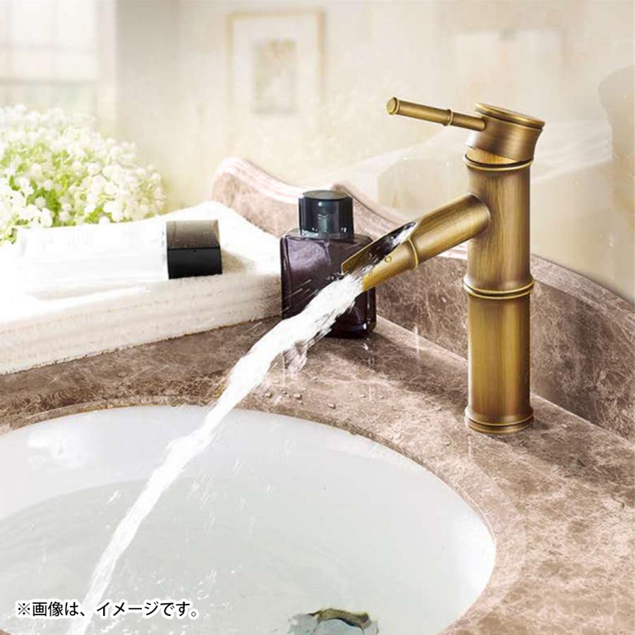 温冷水 和風 レトロ アンティーク 竹 型 混合水栓 蛇口 シングルレバー