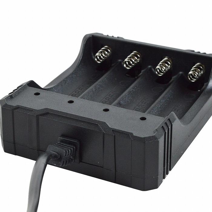 4本 同時充電 リチウムイオン 充電器 300mA×4 AC100V ブラック
