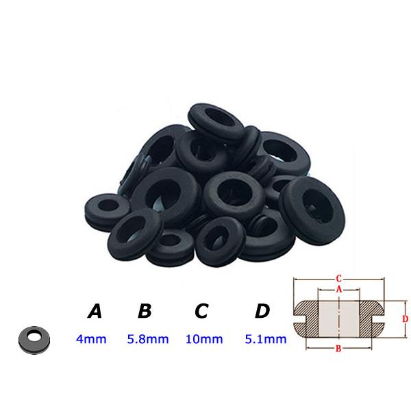 50個セット 4mm/4φ』配線穴に ラバー 配線 グロメット 黒/ブラック