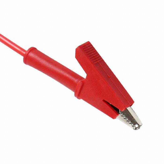 配線長100cm テストリード ワニ口 クリップ ダブルエンド ケーブル 赤