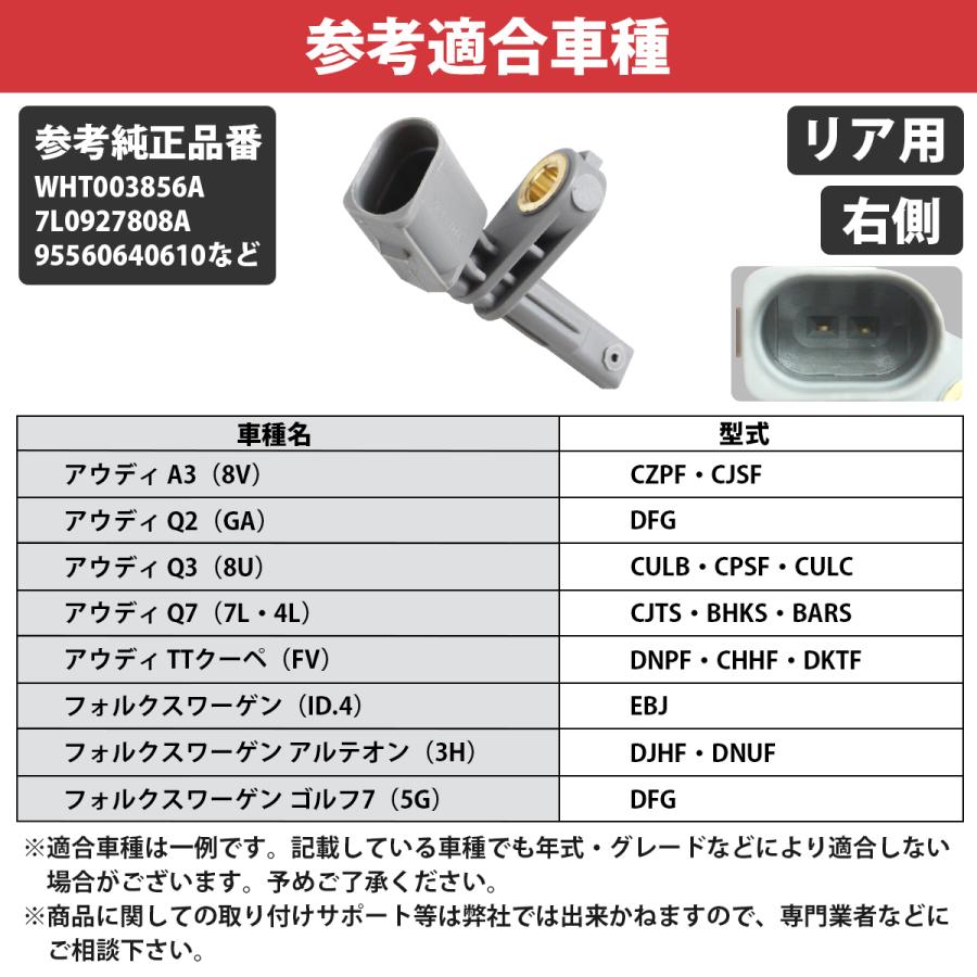 アウディ ABSセンサー (A3 S3 RS3 8V 1.8 2.0) (Q2 GA Q3 8U F3 2.0) リア 右側 車速 スピード センサー AUDI WHT003856A |  | 05