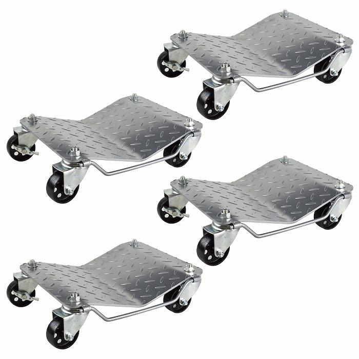『鉄輪』 積載荷重1100kg 1t 頑丈 4台 タイヤドーリー カー ホイール ドーリー 故障 修理 整備 不動車 工具 移動 4個 セット | 