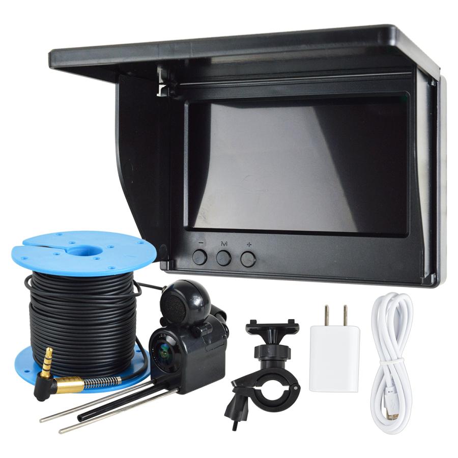 4.3インチ 水中カメラ カラーモニター 赤外線LED 暗視 防水 魚群探知機 水中確認 目視 釣り 海釣り 川釣り 餌釣り 水深約30m の商品画像