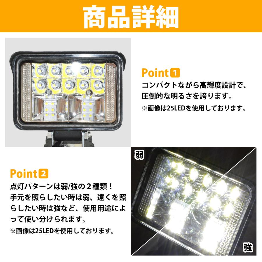2800LM 25LED マキタ 互換 ワークライト 14.4V 18V 対応 type-C USB 急速充電 作業灯 キャンプ 釣り 集魚灯 投光器 防災 照明 |  | 02