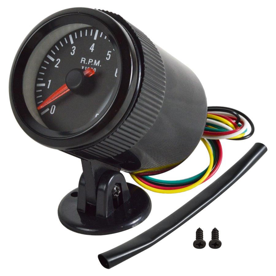 汎用 車 タコメーター エンジン 回転数 RPM 3気筒 4気筒 6気筒 8気筒 12V 軽トラック バギー 黒 ブラック 8000rpm ハイゼット | 
