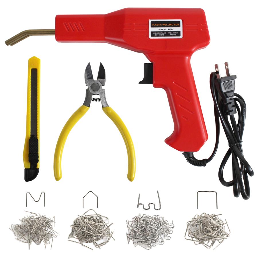 プラスチック 溶接機 100V バンパー スポイラー カバー 修理 キット 工具 ヒートリペア 加熱 接着 修理 補修 ピン 4種200本付 | 