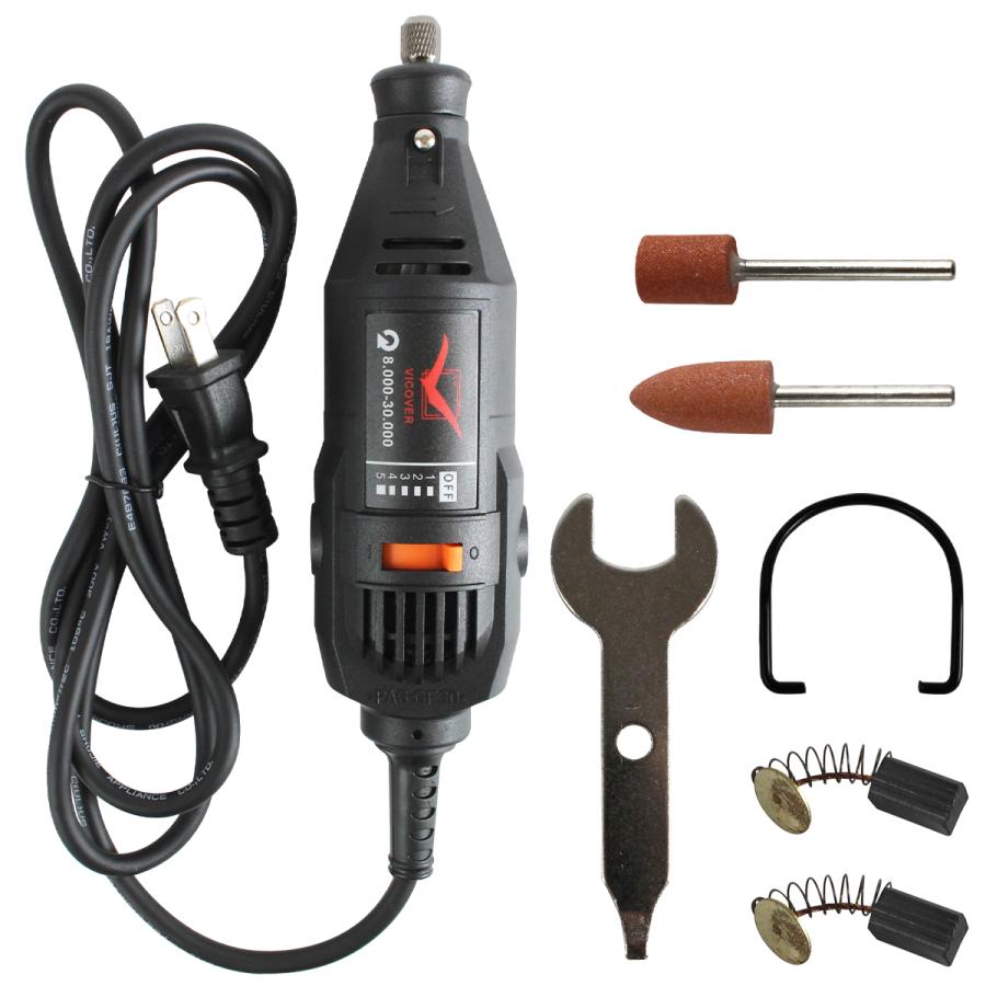 100V リューター ルーター グラインダー 研磨 切削 カービング 磨く 削る 電動工具 ネイル プラモ コレット付き ミニルーター | 