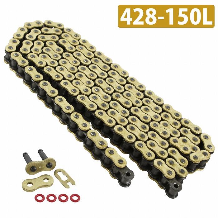 『428?150L』『シールチェーン』汎用 バイク シール有 ゴールド チェーン SR400 CD125T TL125 WAVE125 XR100 NX125 XL125 | 