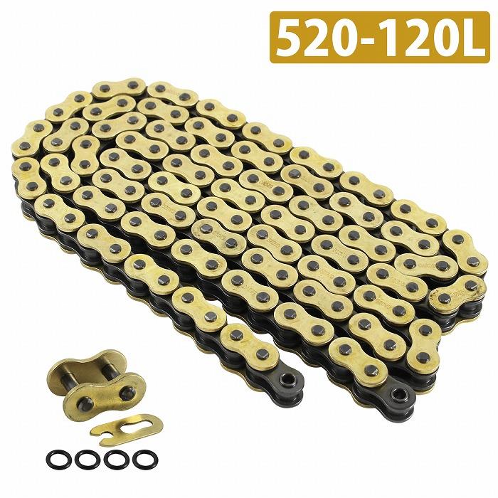 『520-120L』『シールチェーン』汎用 バイク シール有 ゴールド チェーン ZX-6RR ジェイドS CB750F CB750K GT380 YZF CR125 | 