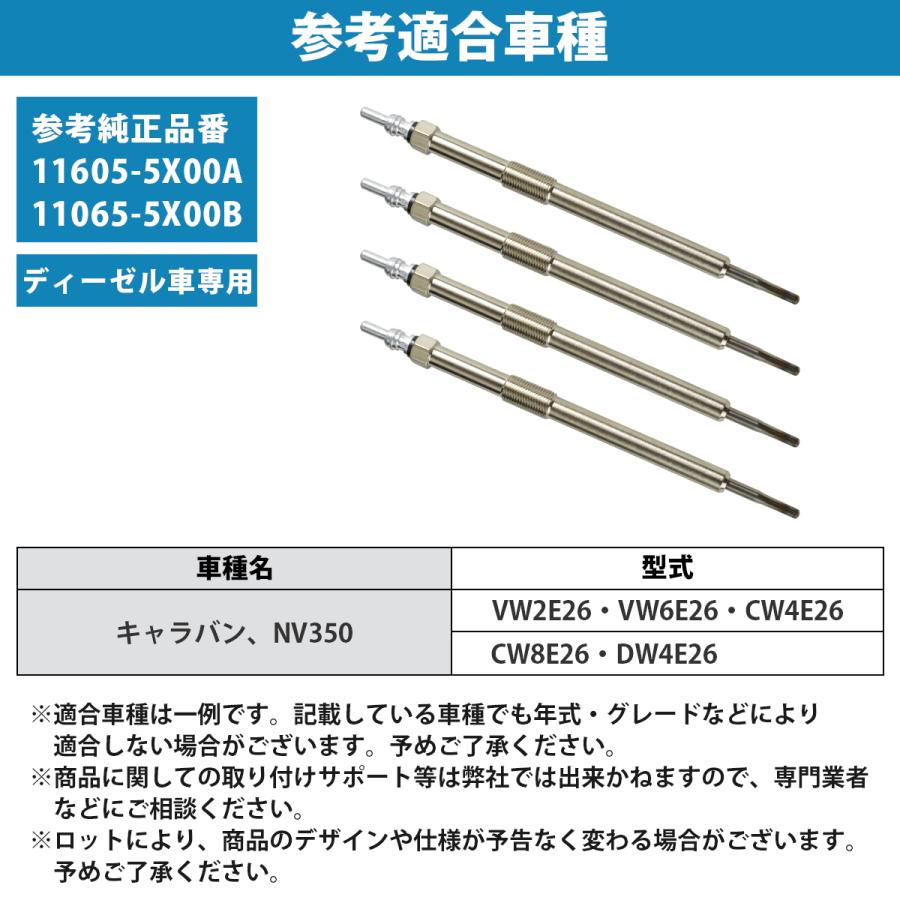 NV350 キャラバン E26 グロープラグ 4本セット 11605-5X00A 11065