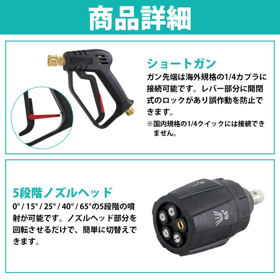 ショートガン 汎用 ケルヒャー Kシリーズ互換 M22 14mm 高圧洗浄機 5種 マルチノズル 1/4 変換 アダプタ K2 K3 K4 K5 他 |  | 01