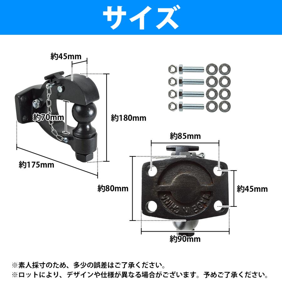 4穴 レシーバー ピントルフック 黒 ブラック ランクル サファリ パジェロ 4WD車 ボルトオン けん引 ヒッチメンバー ２インチ |  | 05