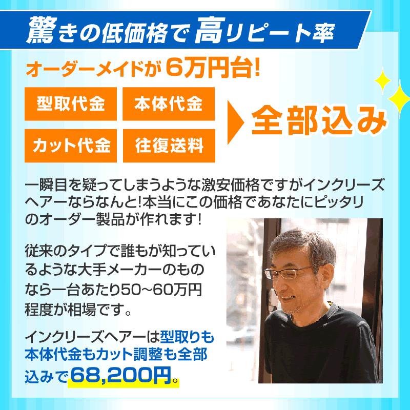 極薄オーダーかつら　オーダーメイドかつら　カツラ　男性用　メンズ　ウィッグ 送料無料の画像