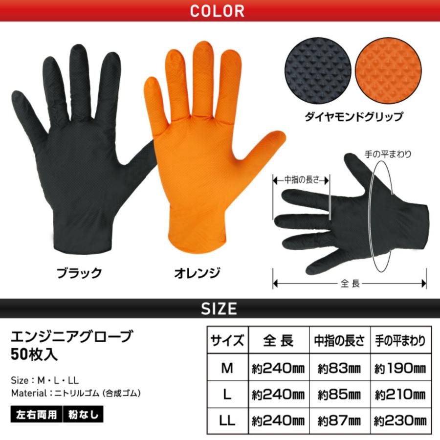 ミタニコーポレーション ミタニ エンジニアグローブ 50枚入り オレンジ