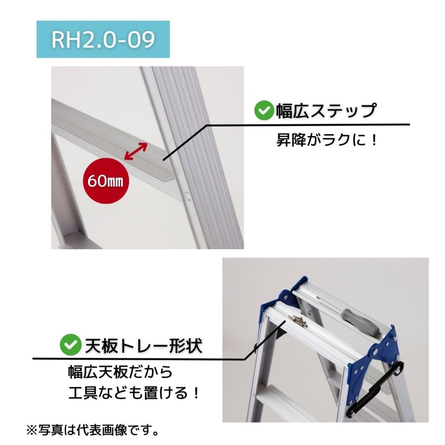 長谷川工業 ステップ幅広兼用脚立 RH2.0-09 : incs インクス 長谷川工業 ステップ幅広兼用脚立 RH2.0-09 : incs インクス