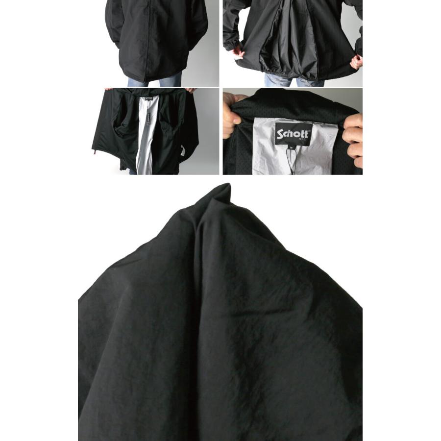 SCHOTT マウンテンパーカー　ブラック　ナイロンジャケット Schott N.Y.C (ショット) ナイロン フード ジップ ジャケット