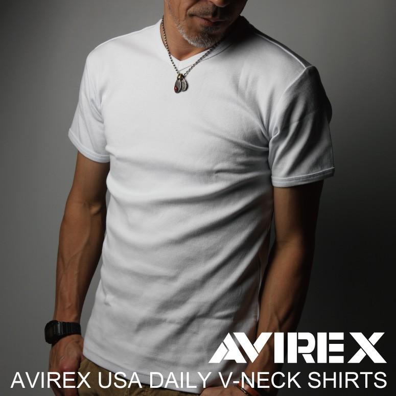 (アビレックス) AVIREX アヴィレックス デイリーシリーズ Vネック Ｔシャツ テレコ素材  半袖 メンズ レディース