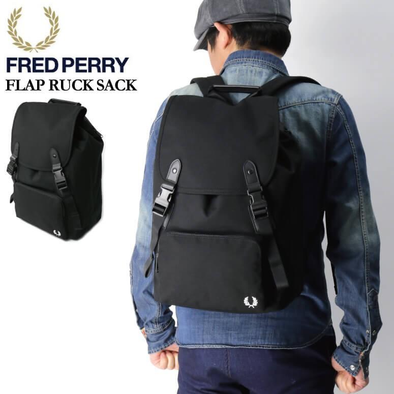 FRED PERRY】ネイビー キャンバス フラップ リュック