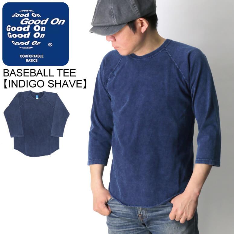 グッドオン) Good On ベースボール 7分袖 Tシャツ 【インディゴ染め