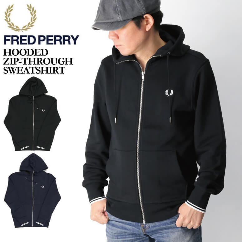 (フレッドペリー) FRED PERRY フード スルー ジップ パーカー フルジップ パーカー 裏毛 メンズ レディース 【父の日 プレゼント】｜indeeg