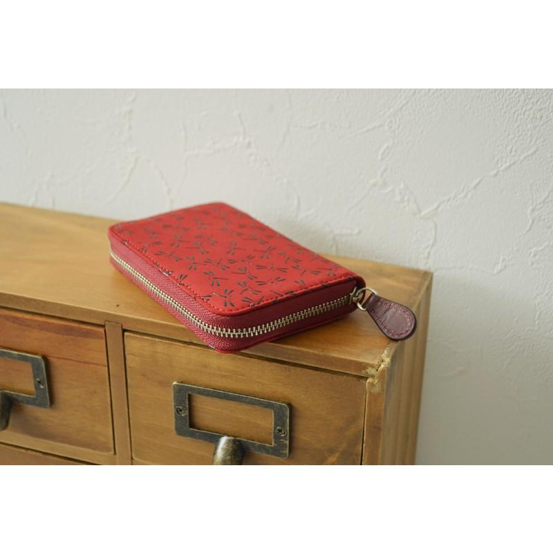 バレンタイン 春財布 小銭入れ ミニ財布 印傳屋 印伝 本革 和柄 甲州印伝 レザー 革 日本製 軽量 軽い 男性 女性 ラウンドファスナー 1012b ギフト  母 花以外 | 印傳屋 | 02