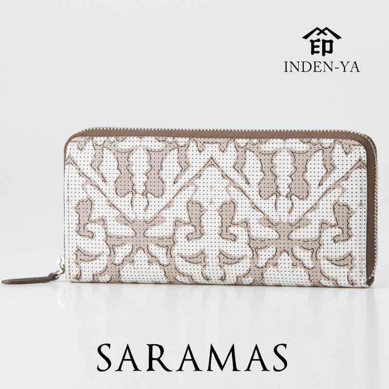 バレンタイン 春財布 ラウンドファスナー長財布 印傳屋 7423 SARAMAS(サラマス)シリーズ レディース 甲州印伝 印伝 財布 プレゼント ギフト 母 花以外 | 印傳屋