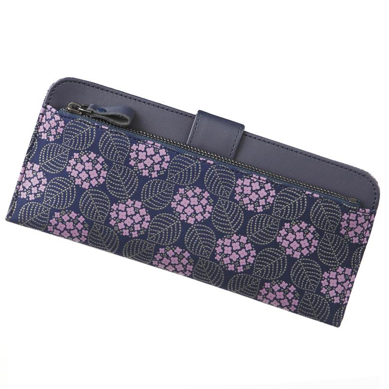 卒業祝い 春財布 長財布 薄型 印傳屋 8003 みその レディース 甲州印伝 印伝 財布 おしゃれ ストラップ止め あじさい プレゼント ギフト 母 花以外 | 印傳屋 | 04