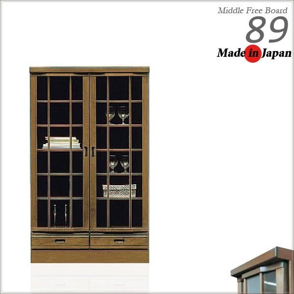 玻璃扉付き添い人 書物棚 書物棚 木製 為し終える品 89 車のドア 真っただ中手あい ローミドルボード ラック、シェルフ、本棚-本棚、書棚-家具、インテリア