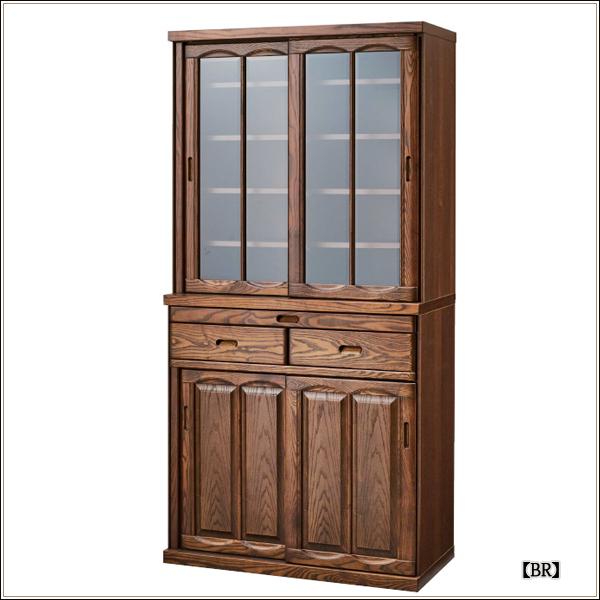 キッチンボード 食器棚 カップボード 90 おしゃれ 完成品 引き戸