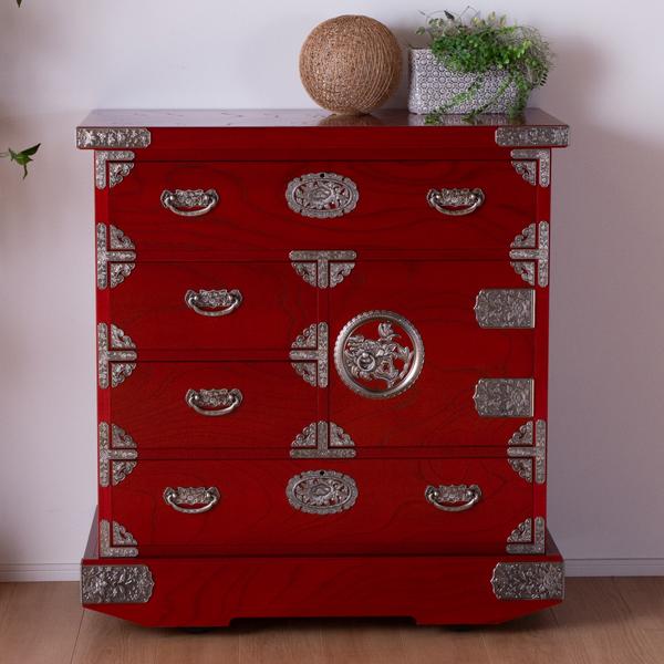 キャビネット 車付き タンス 90 完成品 おしゃれ 飾り棚 開き戸 4段