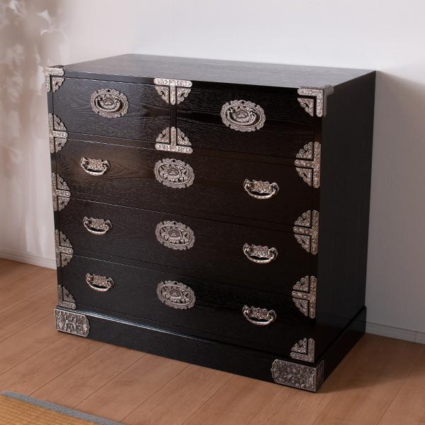 ローチェスト おしゃれ タンス 90 完成品 整理タンス 4段 引き出し