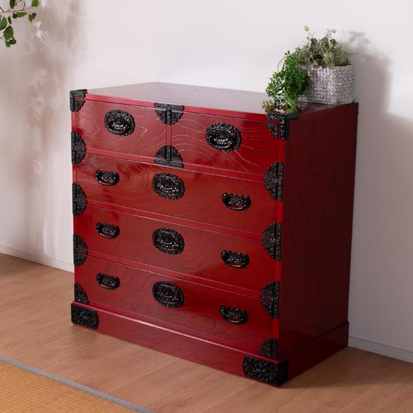 ローチェスト おしゃれ タンス 90 完成品 整理タンス 4段 引き出し