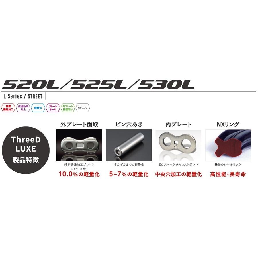EK-CHAIN イーケーチェーン ThreeD スリード 520L/3D(CR;-) 122L MLJ(標準) カシメジョイント シルバー LUXE リュクス EKチェーン 江沼チェーン_4