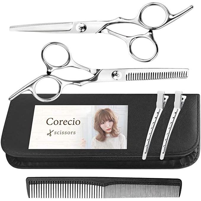 再入荷 Corecio 散髪用ハサミ すきばさみ ヘアカット セット 家庭用 髪 はさみ ハサミ セルフカット 自分で すきはさみ スキばさみ 子供 髪の毛 犬 トリミング