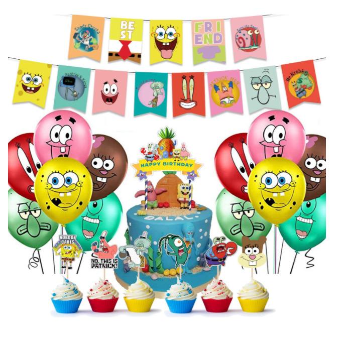 スポンジボブ 誕生日 飾り付け パーティーセット キャラクター イエロー 可愛い カラフル 子供 男の子 女の子 Ardeninstitute Com